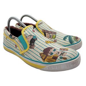 Harajuku Lovers Womens 9 Aloha Anime Slip On Shoes